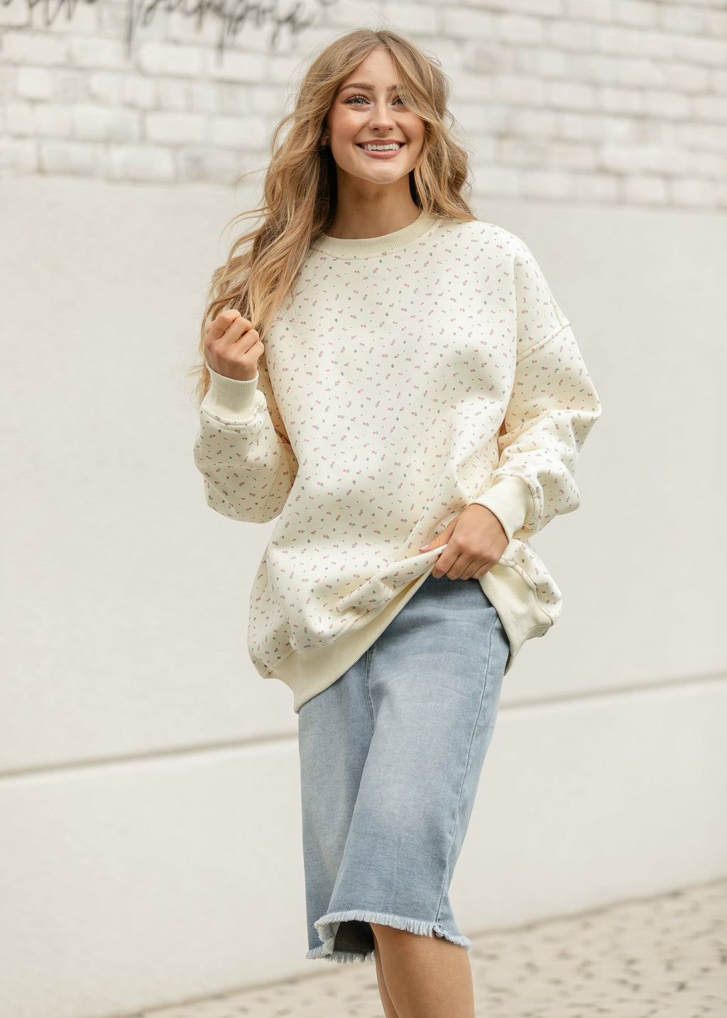 Drew Raw Hem Midi Denim Skirt